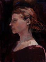 <em>Fire,</em> 2019, 24 x 18 in, oil on board