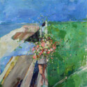 Blooming Over Diebenkorn, 24x24 in, oil on canvas, 2022